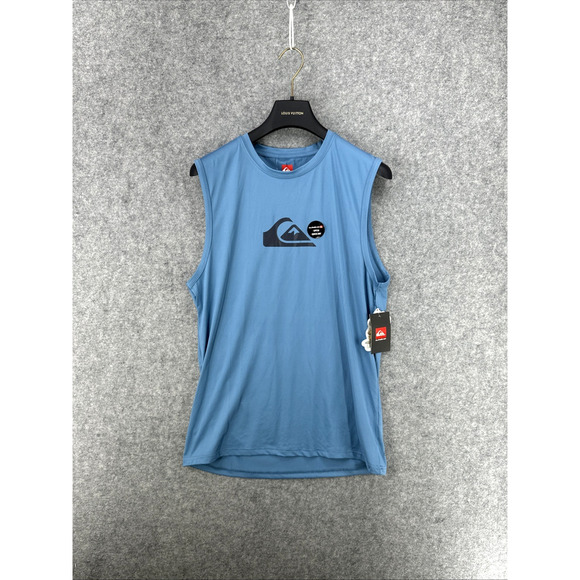 NWT Quiksilver Men's Size Small Rash Guard Niagara Blue UPF 50 Quick Dry $50 - Picture 1 of 11